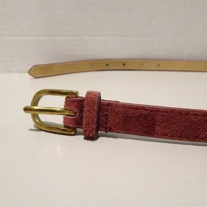 American Apparel Skinny Maroon Suede Leather Belt Size XS/28
